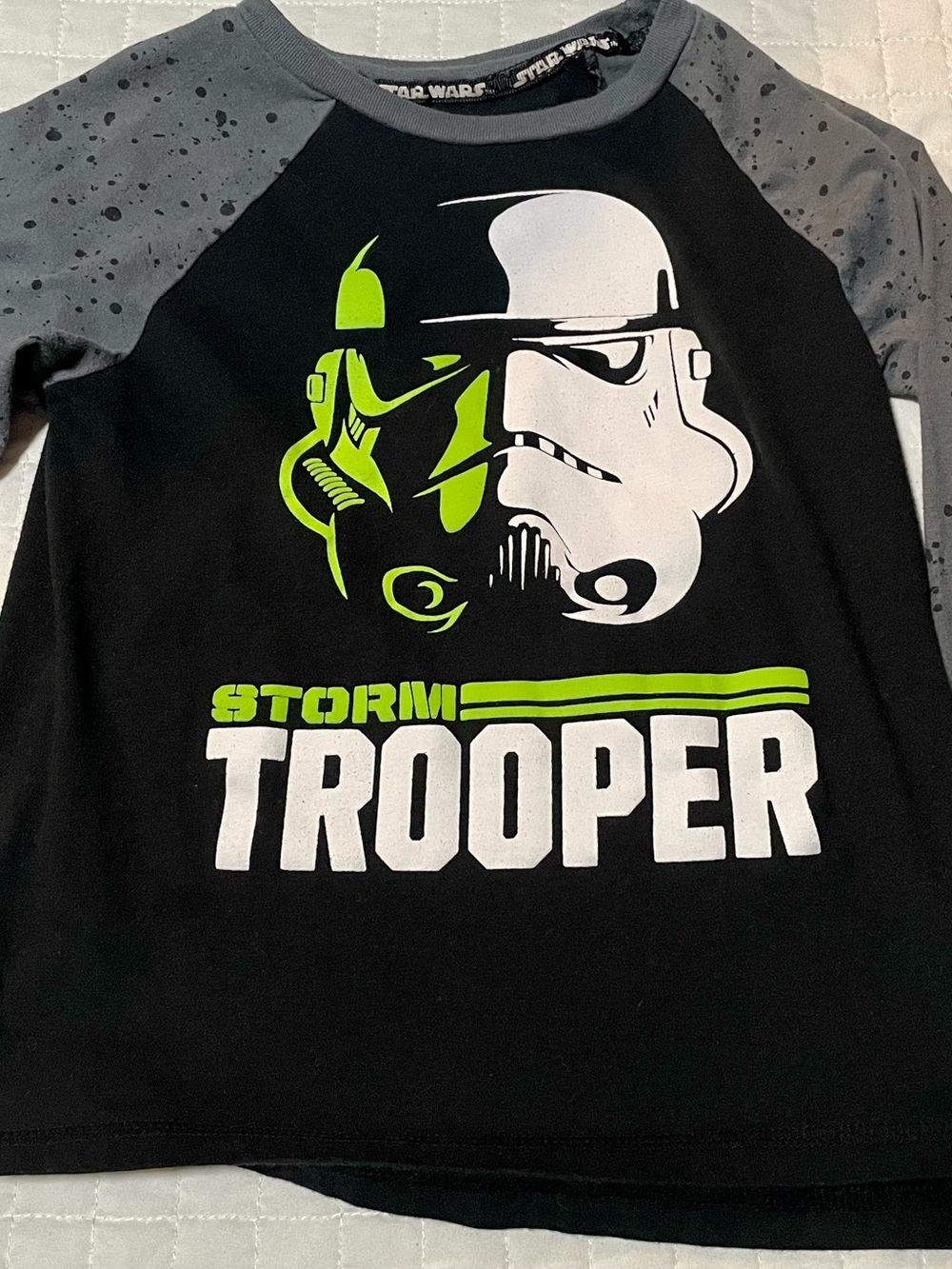 Star Wars Black, Gray & Neon Green Stormtrooper Long Sleeve Tee